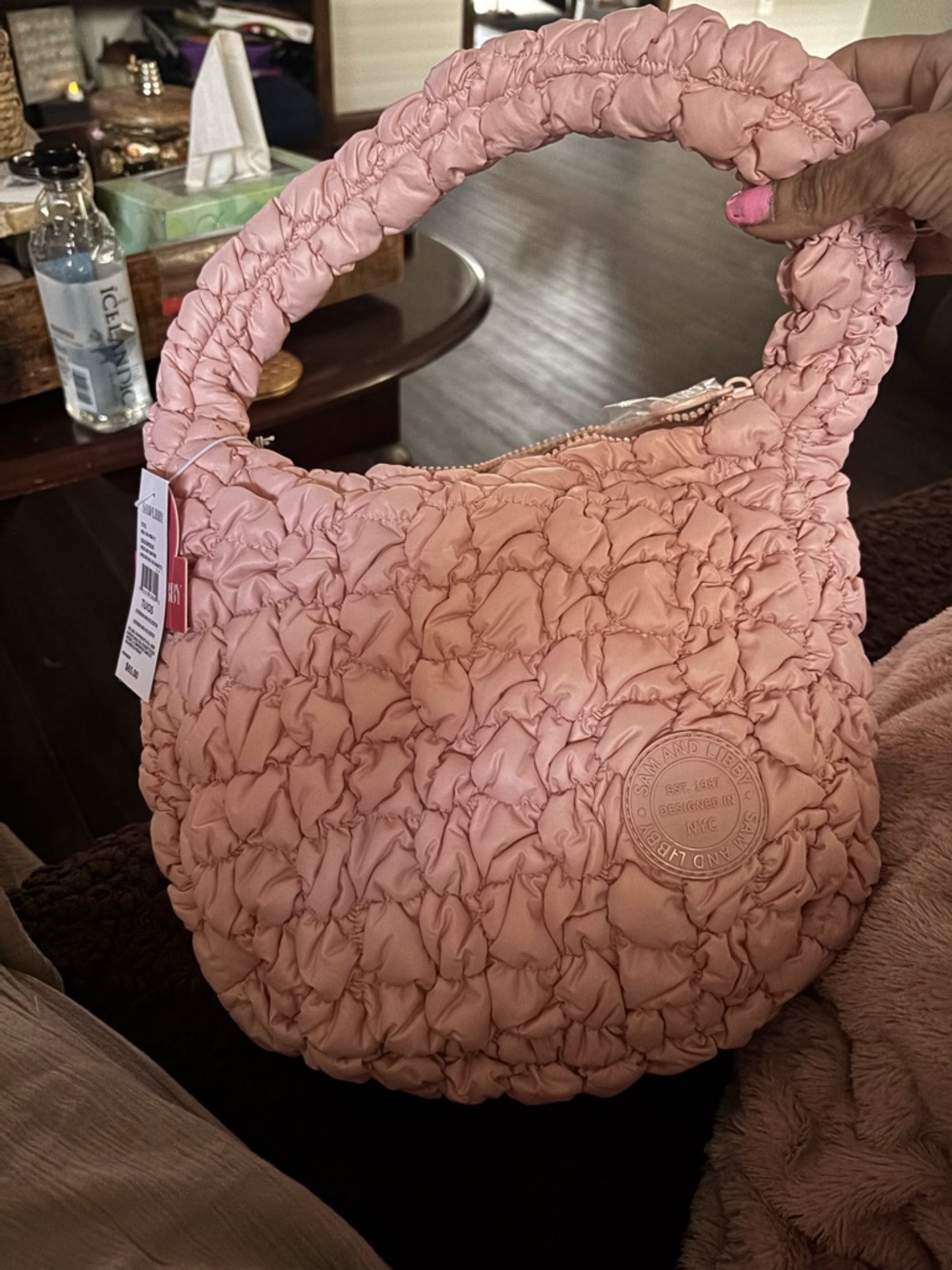 Sam & Libby Quilted Pink Ruched Shoulder Bag